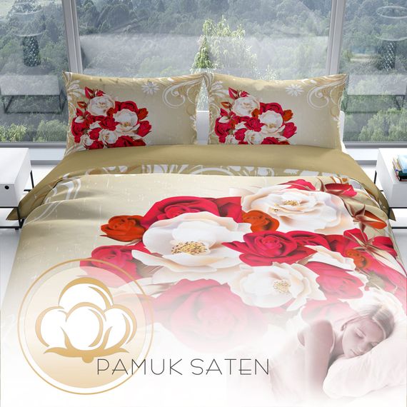 Комплект постельного белья Cattleya Rose1007 3D, хлопковый сатин, двуспальный, 200x220 см, яркая цифровая печать, воздухопроницаемая ткань, гарантии качества - фото 4