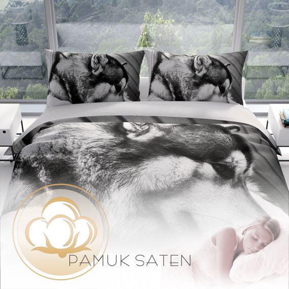 طقم غطاء لحاف مزدوج ساتان قطني ثلاثي الأبعاد من كاتليا ولفي - صورة 4