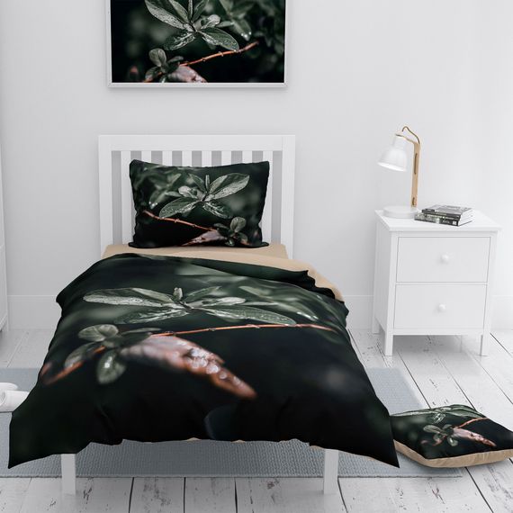 Monohome Simple Leave 3D Pamuk Saten Tek Kişilik Nevresim Takımı - fotoğraf 1