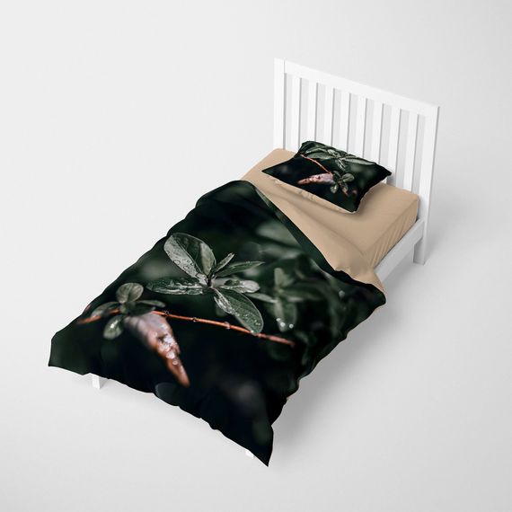 Monohome Simple Leave 3D Pamuk Saten Tek Kişilik Nevresim Takımı - fotoğraf 2