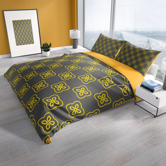 طقم غطاء لحاف مزدوج ساتان قطني ثلاثي الأبعاد من Cattleya Mosaic - صورة 1