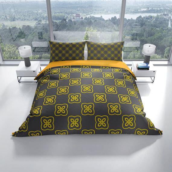 طقم غطاء لحاف مزدوج ساتان قطني ثلاثي الأبعاد من Cattleya Mosaic - صورة 2