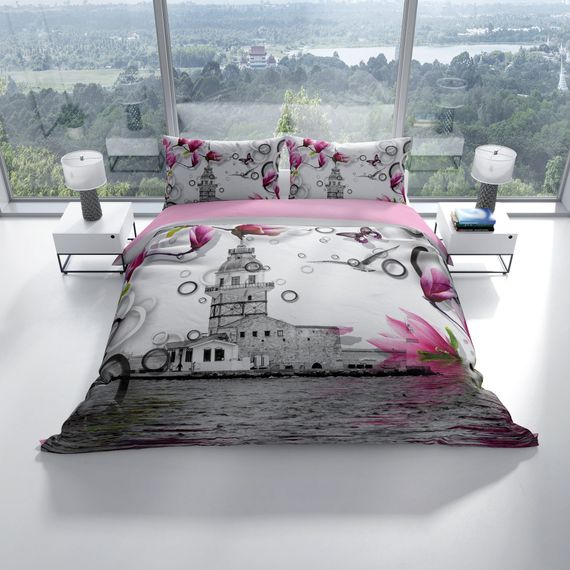 طقم غطاء لحاف مزدوج من الساتان القطني ثلاثي الأبعاد من PerlaSera Istanbul - صورة 2