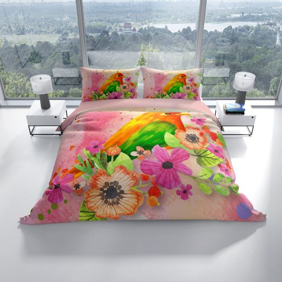 Комплект постільної білизни PerlaSera BirdNest 3D з бавовняного атласу для двоспального ліжка 200x220 см з яскравим цифровим друком - фото 2