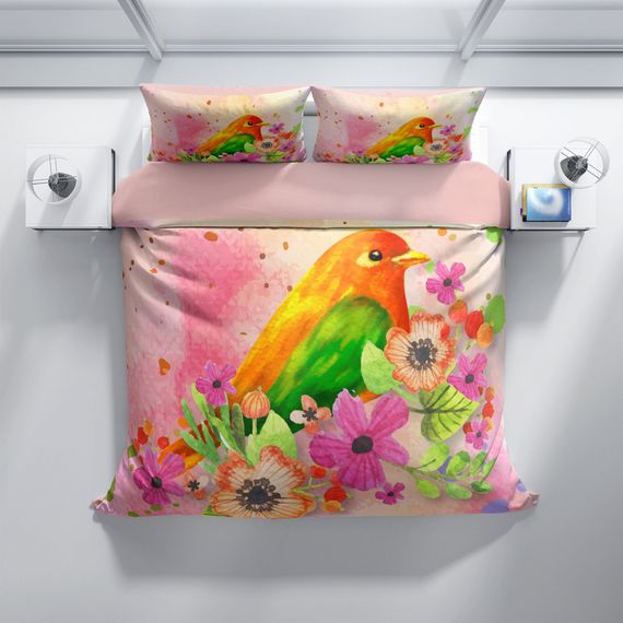 Комплект постільної білизни PerlaSera BirdNest 3D з бавовняного атласу для двоспального ліжка 200x220 см з яскравим цифровим друком - фото 3