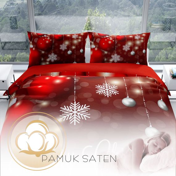 Комплект постільної білизни PerlaSera NY Flake 3D з бавовняного сатину для двоспального ліжка, 200x220 см, яскраві кольори та висока якість - фото 4