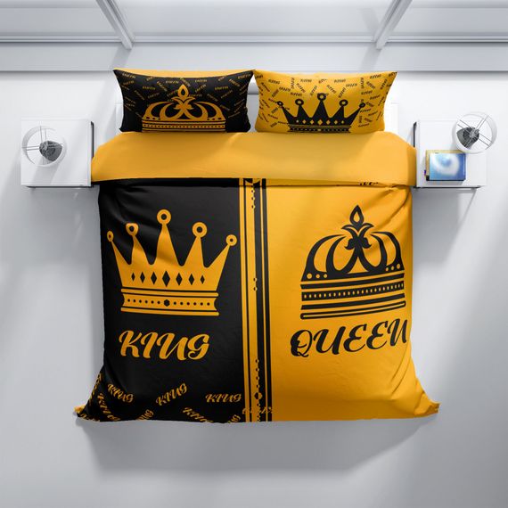 Комплект двуспального постельного белья PerlaSera King-Queen 3D из сатинового хлопка, 200x220 см, с яркими цифровыми принтами и высококачественными наволочками - фото 3