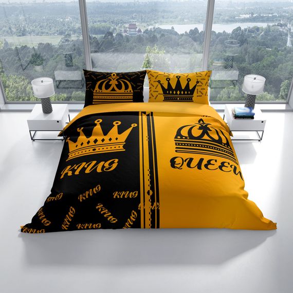 Комплект двуспального постельного белья PerlaSera King-Queen 3D из сатинового хлопка, 200x220 см, с яркими цифровыми принтами и высококачественными наволочками - фото 2