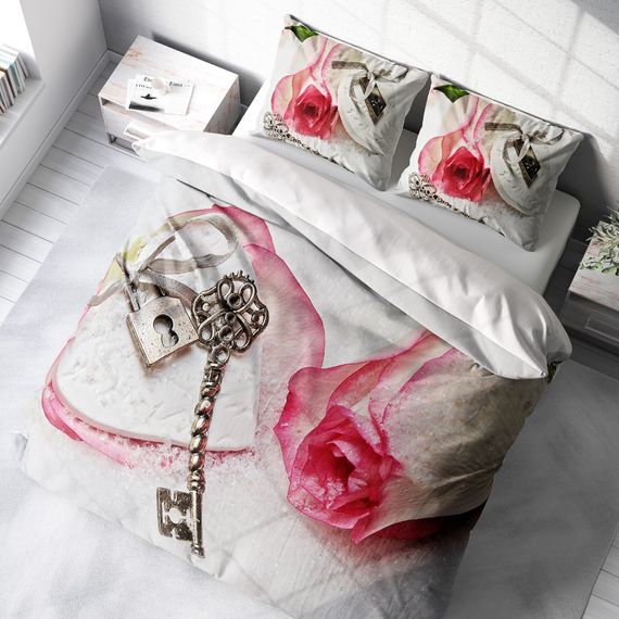 MonoHome Valentine's Day Cotton Satin Double Duvet Cover Set Secret - photo 1