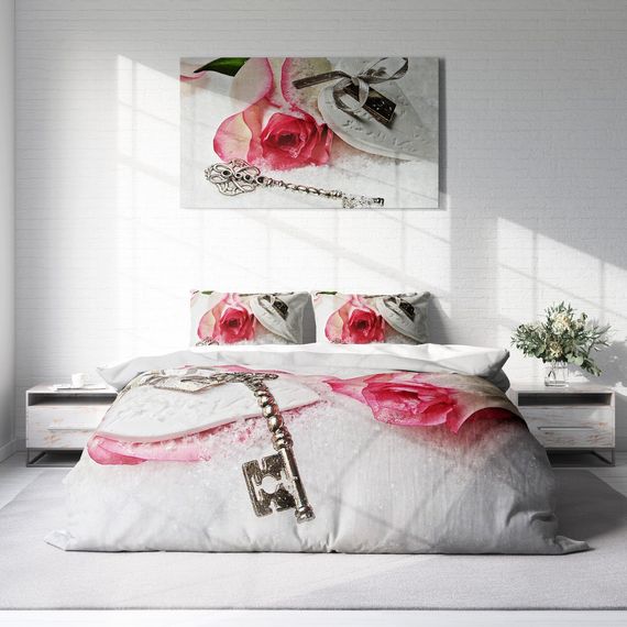 MonoHome Valentine's Day Cotton Satin Double Duvet Cover Set Secret - photo 3