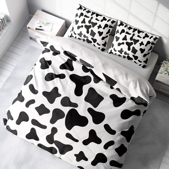 Набор постельного белья Monohome Cow 3D из хлопкового сатина для двуспальной кровати с цифровым принтом и высокой долговечностью 200x220 см - фото 1