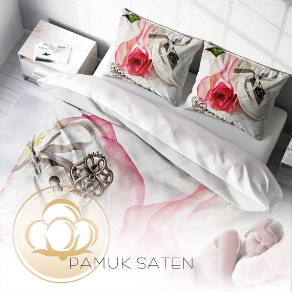 MonoHome Valentine's Day Cotton Satin Double Duvet Cover Set Secret - photo 4