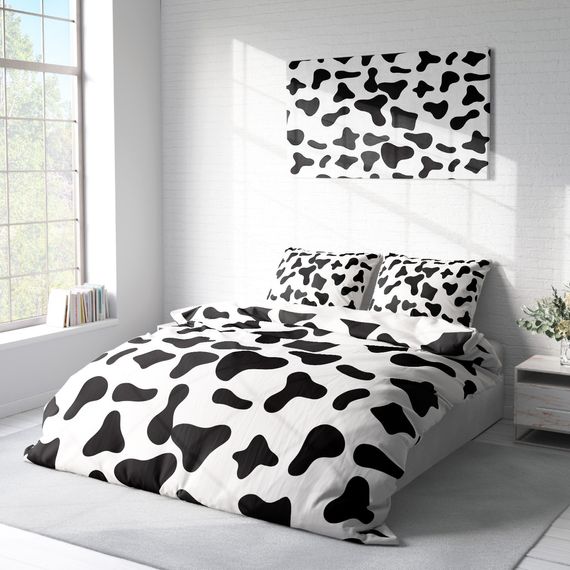 Набор постельного белья Monohome Cow 3D из хлопкового сатина для двуспальной кровати с цифровым принтом и высокой долговечностью 200x220 см - фото 2