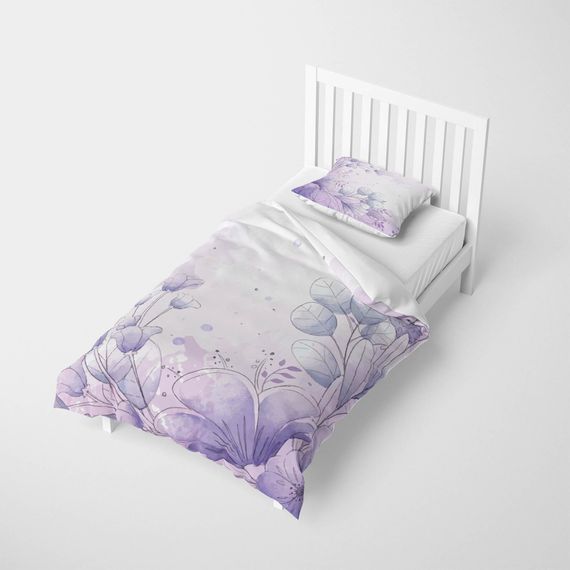 MonoHome Soft Lilac 3D Cotton Satin Single Duvet Cover Set - photo 2