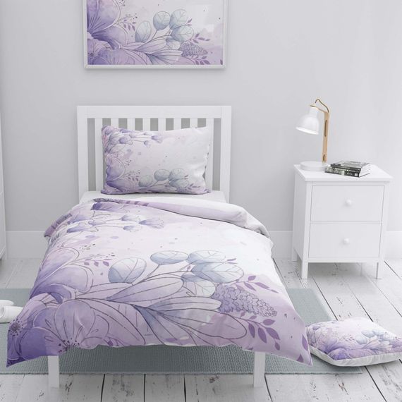 MonoHome Soft Lilac 3D Cotton Satin Single Duvet Cover Set - photo 1