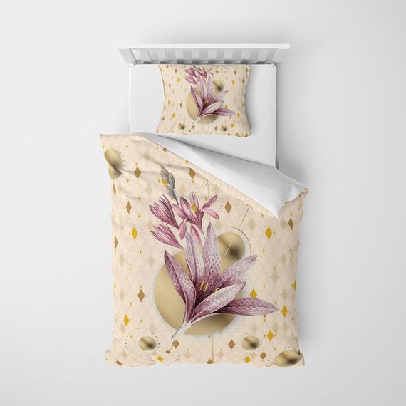 طقم غطاء لحاف مفرد من الساتان القطني ثلاثي الأبعاد من MonoHome Pink Lily - صورة 3