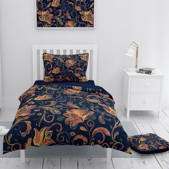 MonoHome Tapestry Flowers 3D Cotton Satin Single Duvet Cover Set - photo 1