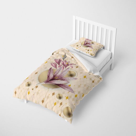 طقم غطاء لحاف مفرد من الساتان القطني ثلاثي الأبعاد من MonoHome Pink Lily - صورة 2