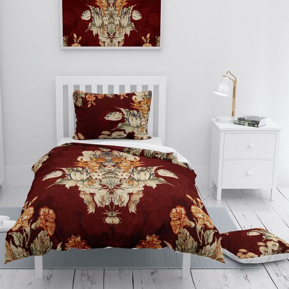 MonoHome Glazed Bouquet 3D Cotton Satin Single Duvet Cover Set - photo 1