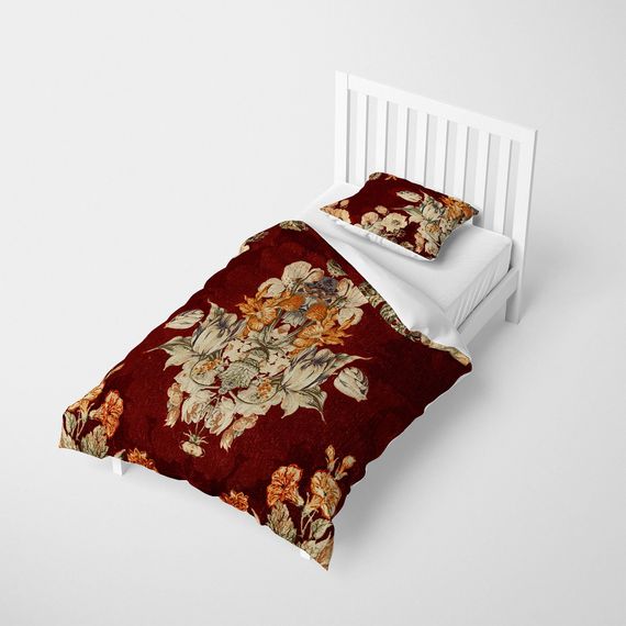 MonoHome Glazed Bouquet 3D Cotton Satin Single Duvet Cover Set - photo 3