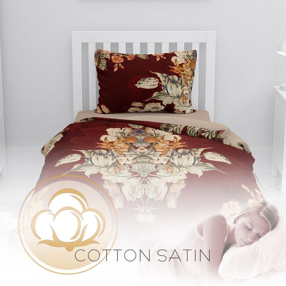 MonoHome Glazed Bouquet 3D Cotton Satin Single Duvet Cover Set - photo 4