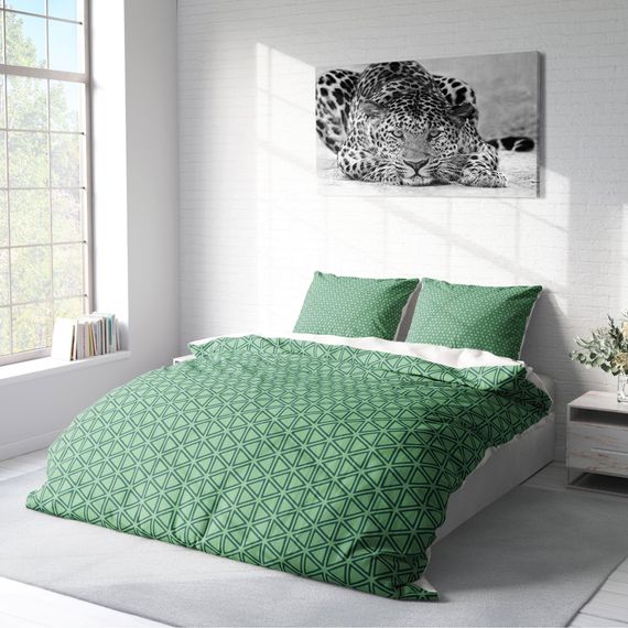 Набір постільної білизни MonoHome Green Pattern 3D з бавовняного сатину для двоспальної ліжка 200x220 см, живі кольори, комфортний матеріал - фото 2