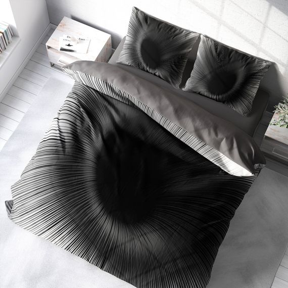 Комплект постільної білизни MonoHome Gray Wortex 3D з бавовняного сатину для двоспального ліжка 200x220 см, живі кольори, органічне фарбування - фото 1