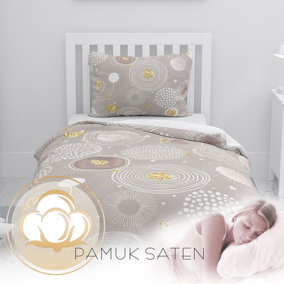 مجموعة غطاء لحاف مفرد من MonoHome Soft Circles ثلاثية الأبعاد من القطن الساتان - صورة 4