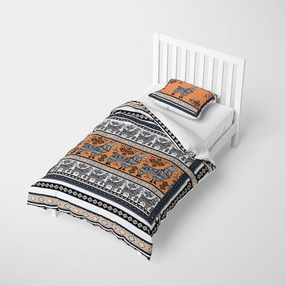 Одноразовий комплект постільної білизни MonoHome Лама Татуювання 3D з бавовняного сатину 160x220 см, яскраві кольори, м'яка текстура, антискрипучий матеріал - фото 2