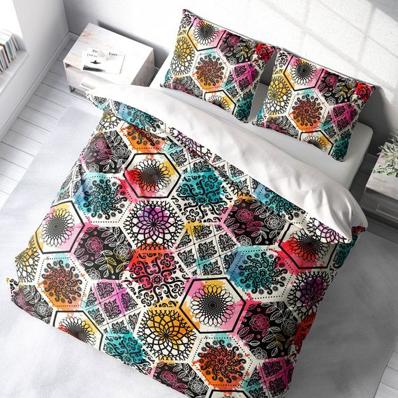MonoHome Patchwork Tiles 3D Cotton Satin Double Duvet Cover Set - photo 1