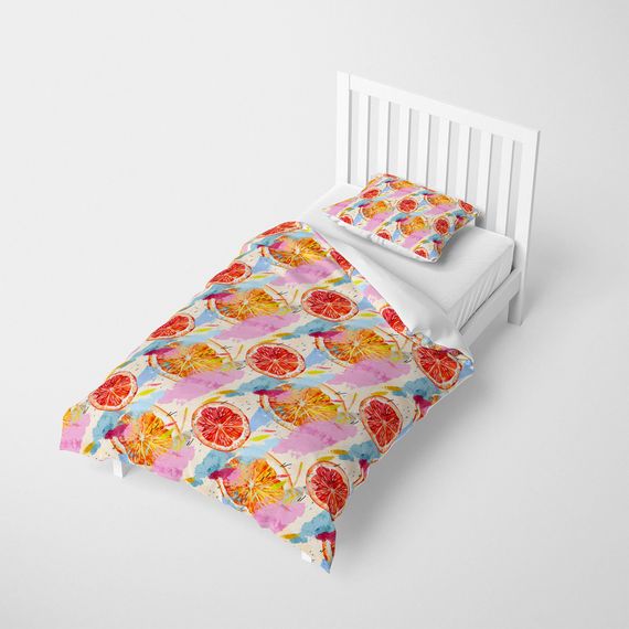 MonoHome Orange Fruit 3D Cotton Satin Single Duvet Cover Set - photo 2