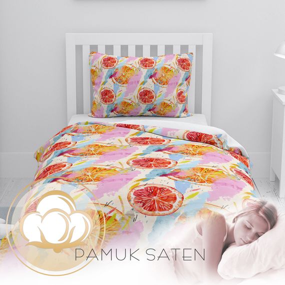 MonoHome Orange Fruit 3D Cotton Satin Single Duvet Cover Set - photo 4