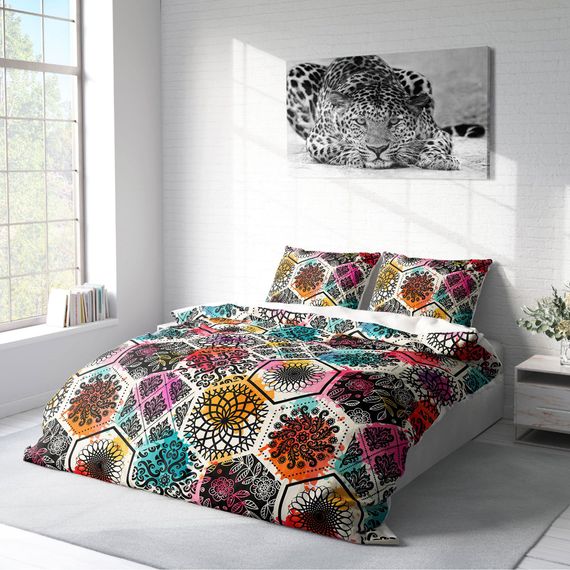 MonoHome Patchwork Tiles 3D Cotton Satin Double Duvet Cover Set - photo 2