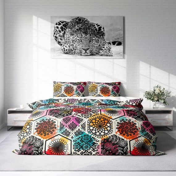 MonoHome Patchwork Tiles 3D Cotton Satin Double Duvet Cover Set - photo 3