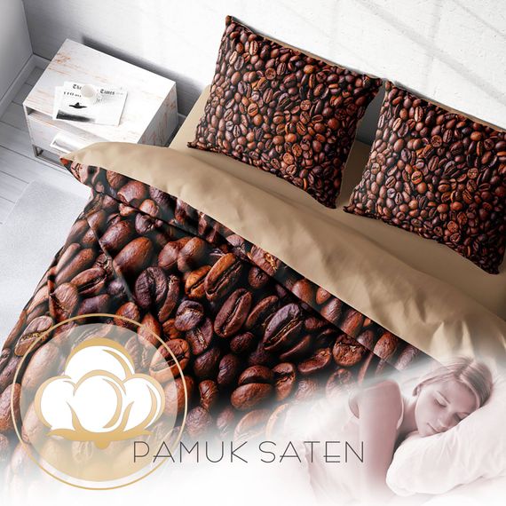 طقم غطاء لحاف مزدوج من الساتان القطني ثلاثي الأبعاد من MonoHome Coffee - صورة 4