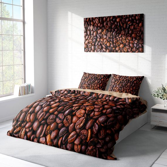 طقم غطاء لحاف مزدوج من الساتان القطني ثلاثي الأبعاد من MonoHome Coffee - صورة 2