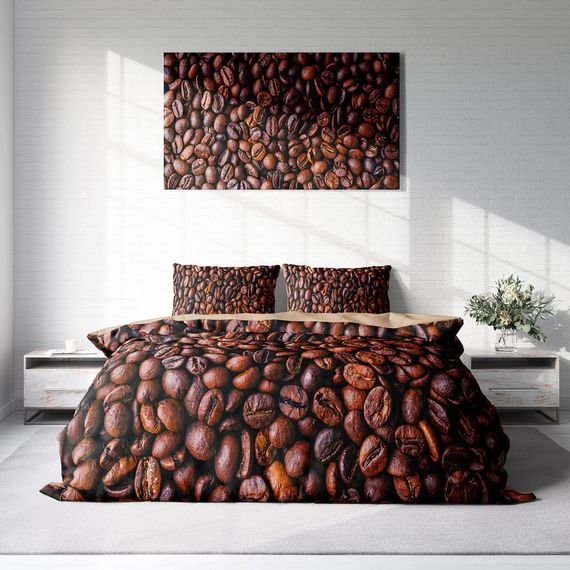 طقم غطاء لحاف مزدوج من الساتان القطني ثلاثي الأبعاد من MonoHome Coffee - صورة 3