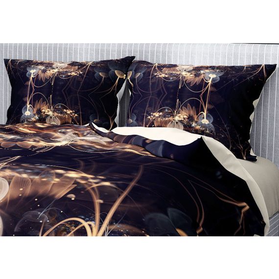 طقم غطاء لحاف مزدوج فاخر فاخر من Monohome مصنوع من القطن الساتان ثلاثي الأبعاد باللون البني اللوتس - صورة 5