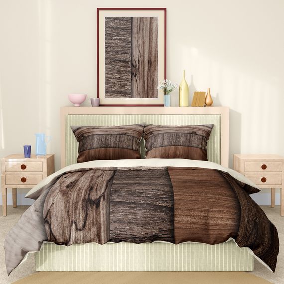 Monohome Premium Luxury Double Duvet Cover Set 3D Cotton Satin Wood Brown - photo 3