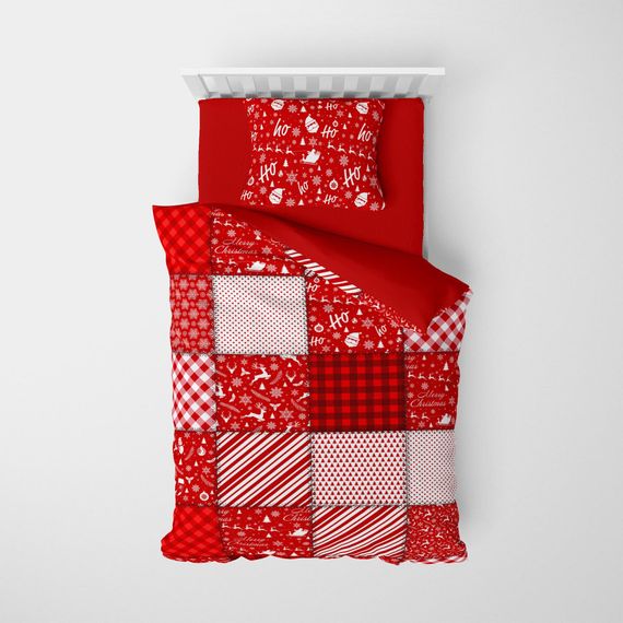 Набір постільної білизни Monohome Merry Christmas 3D 160x220 см, сатин, екосе, оксфорд подушка, яскраві кольори, комфортний сон - фото 3