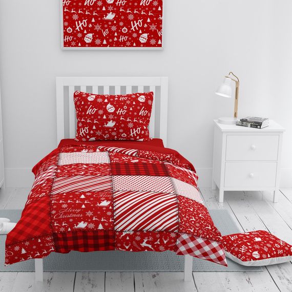 Набір постільної білизни Monohome Merry Christmas 3D 160x220 см, сатин, екосе, оксфорд подушка, яскраві кольори, комфортний сон - фото 1