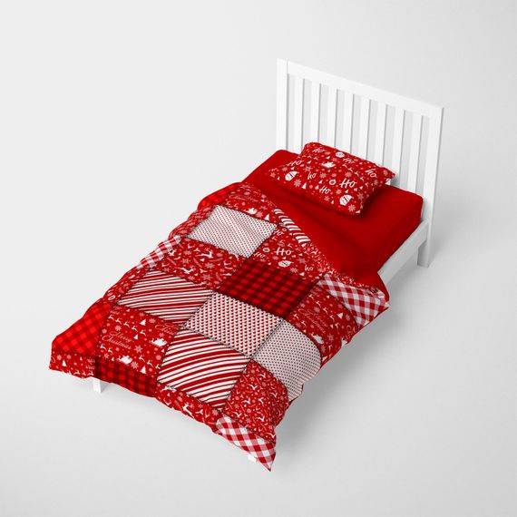 Набір постільної білизни Monohome Merry Christmas 3D 160x220 см, сатин, екосе, оксфорд подушка, яскраві кольори, комфортний сон - фото 2