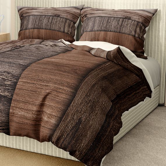 Monohome Premium Luxury Double Duvet Cover Set 3D Cotton Satin Wood Brown - photo 4