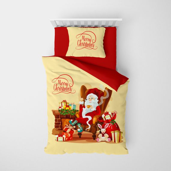 Односпальний комплект постільної білизни Monohome Merry Christmas 3D, бавовняний сатин, довговічний, з різнобарвним друком та оксфордською подушкою - фото 3