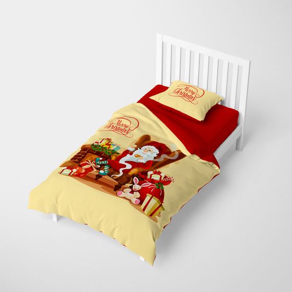 Односпальний комплект постільної білизни Monohome Merry Christmas 3D, бавовняний сатин, довговічний, з різнобарвним друком та оксфордською подушкою - фото 2