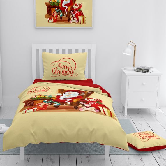 Односпальний комплект постільної білизни Monohome Merry Christmas 3D, бавовняний сатин, довговічний, з різнобарвним друком та оксфордською подушкою - фото 1
