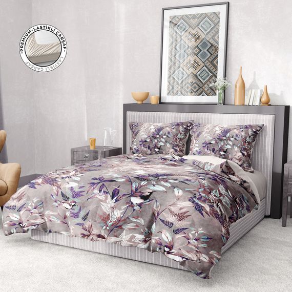 Monohome Premium Luxury Double Duvet Cover Set 3D Cotton Satin Bird - photo 1