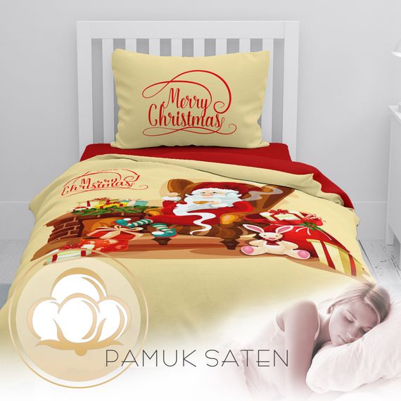 Односпальний комплект постільної білизни Monohome Merry Christmas 3D, бавовняний сатин, довговічний, з різнобарвним друком та оксфордською подушкою - фото 4