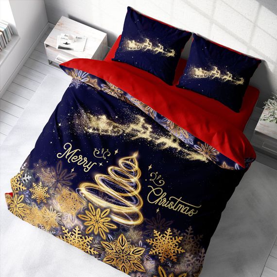 Комплект постільної білизни Monohome Merry Christmas на двох, 3D, 200x220 см, бавовняний сатин, живі кольори, м'яка текстура, якість 24 місяці - фото 1