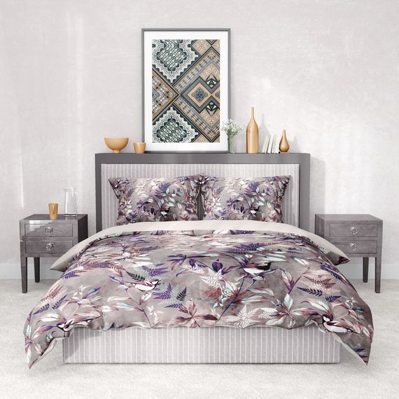 Monohome Premium Luxury Double Duvet Cover Set 3D Cotton Satin Bird - photo 5